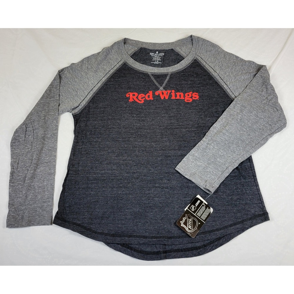 Soft As A Grape Detroit Red Wings NHL Ladies Baseball Tee Gray 1X NWT